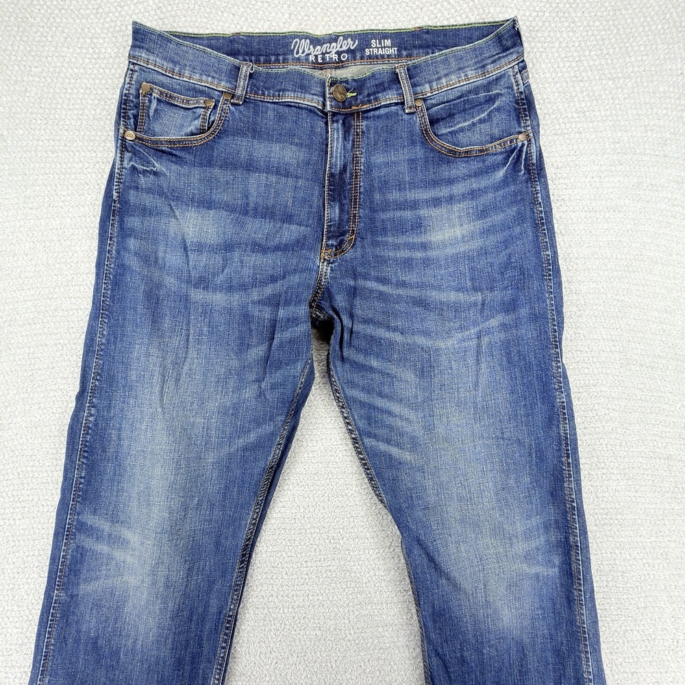 Wrangler Retro Jeans Mens 34x38 Slim Straight Cowboy Western Denim Workwear - Picture 2 of 10